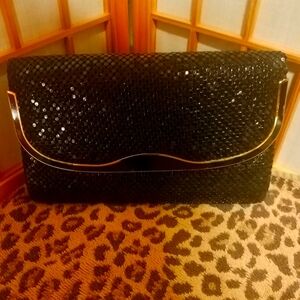 Black sequences clutch (with strap)